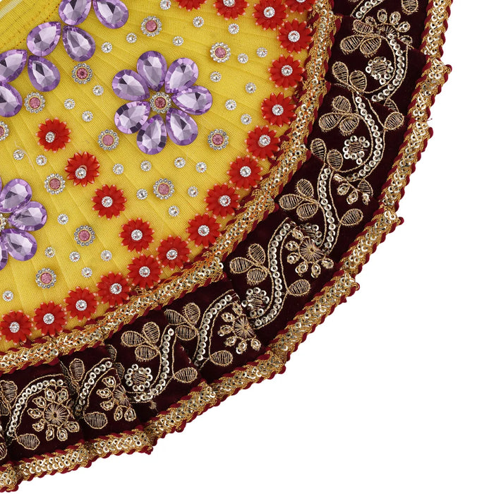 Devi Dress - 4 Inches | Mata Rani Poshak/ Lehenga Patka/ Fancy Amman Pavadai For Deity Decor/ Assorted Colour