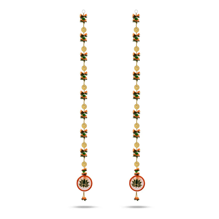 Side Toran Pair - 61 Inches | Decorative Lotus Design Thoranam/ Hanging Bandanwar For Pooja & Home Decor