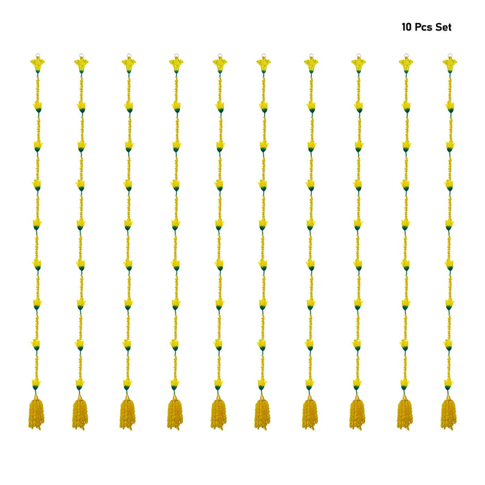 Side Toran Set - 75 Inches | 10 Pcs/ Artificial Rose Flower Thoranam/ Door Hanging Bandanwar For Pooja Decor