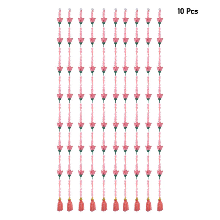 Side Toran Set - 75 Inches | 10 Pcs/ Artificial Rose Flower Thoranam/ Door Hanging Bandanwar For Pooja Decor