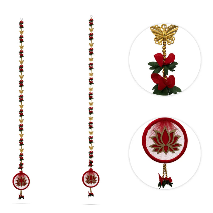 Side Toran Pair - 57 Inches | Lotus Design Thoranam/ Decorative Door Hanging Bandanwar For Home Entrance Decor