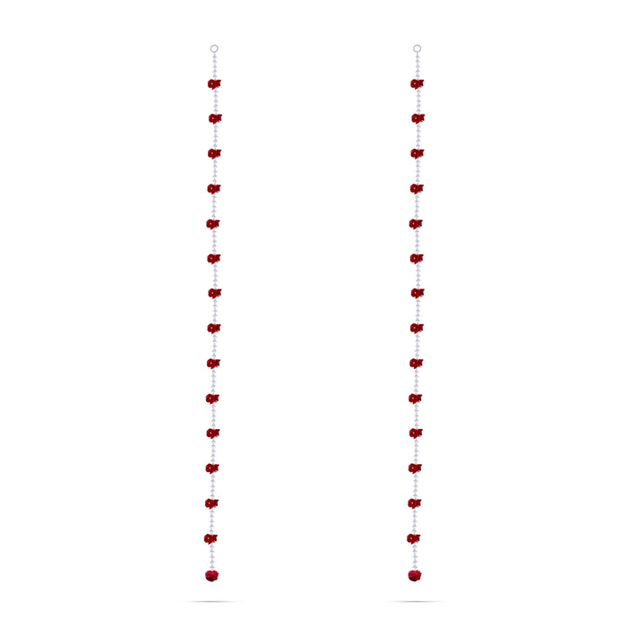 Side Toran - 64 Inches | 10 Pcs / Floral Beads Door Hanging/ Traditional Thoranam for Pooja & Home Decor