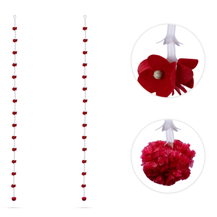 Side Toran - 64 Inches | 10 Pcs / Floral Beads Door Hanging/ Traditional Thoranam for Pooja & Home Decor