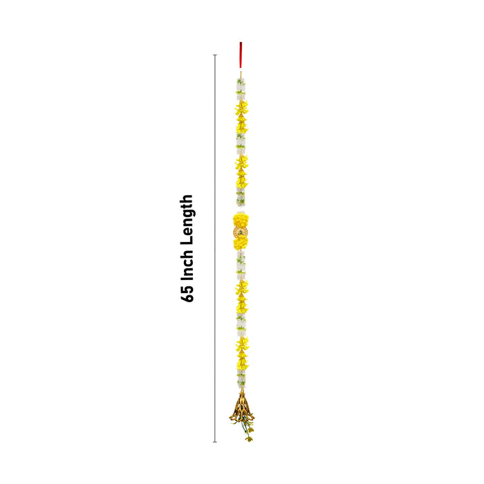 Side Toran Pair - 65 Inches | Flower & Bell Design Thoranam/ Decorative Bandanwar For Auspicious Decor