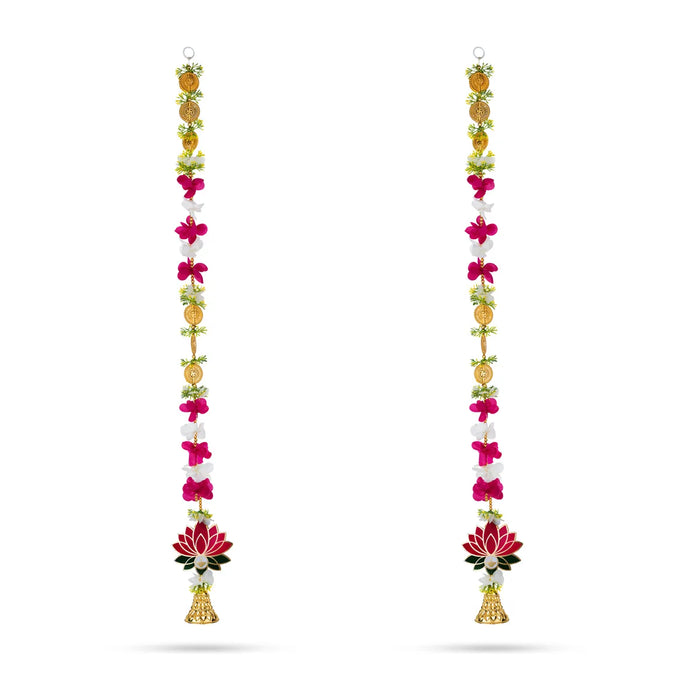 Side Toran Pair - 34 Inches | Lotus Design Thoranam/ Decorative Door Hanging Bandhanwar For Pooja Decor
