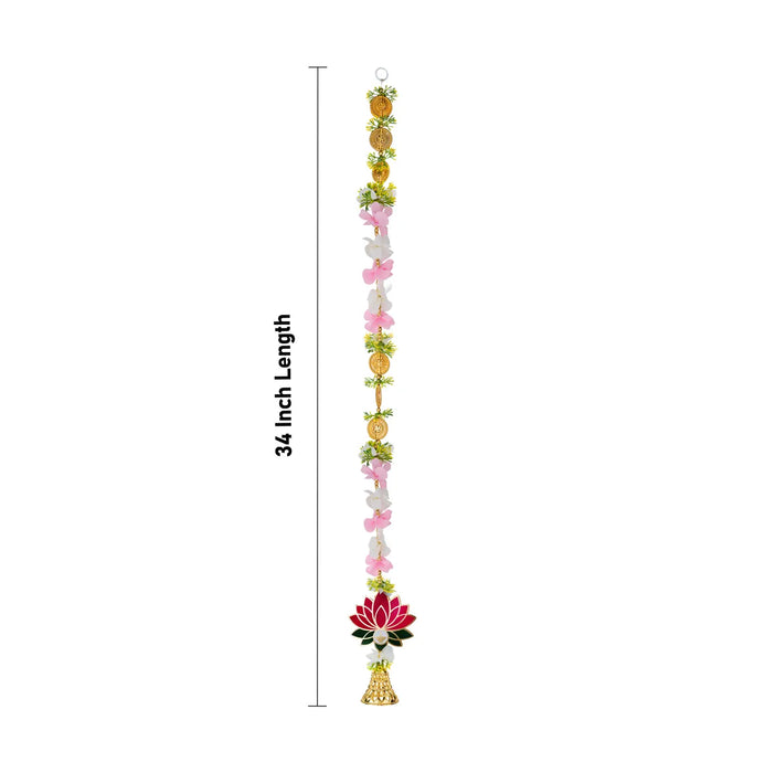 Side Toran Pair - 34 Inches | Lotus Design Thoranam/ Decorative Door Hanging Bandhanwar For Pooja Decor