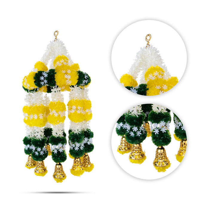 Hanging Pair - 24 Inches | Artificial Flower & Bell Hanging/ Decorative Door Hanging For Home Entrance