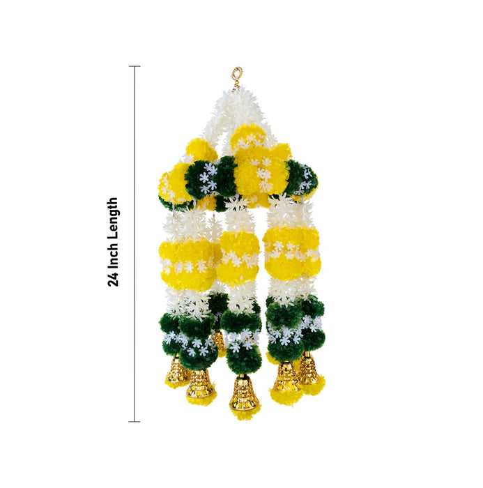 Hanging Pair - 24 Inches | Artificial Flower & Bell Hanging/ Decorative Door Hanging For Home Entrance