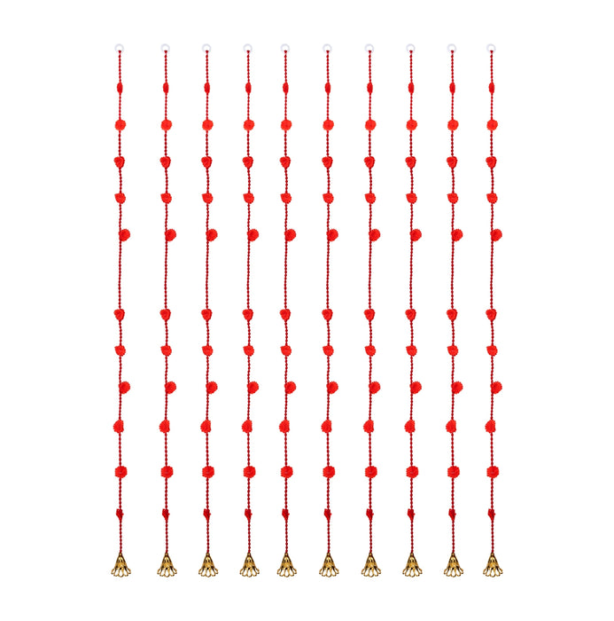 Floral Bead Door Toran - 64 Inches | 10 Pcs Set / Flower Thoranam with Bell/ Door Hanging for Home Entrance
