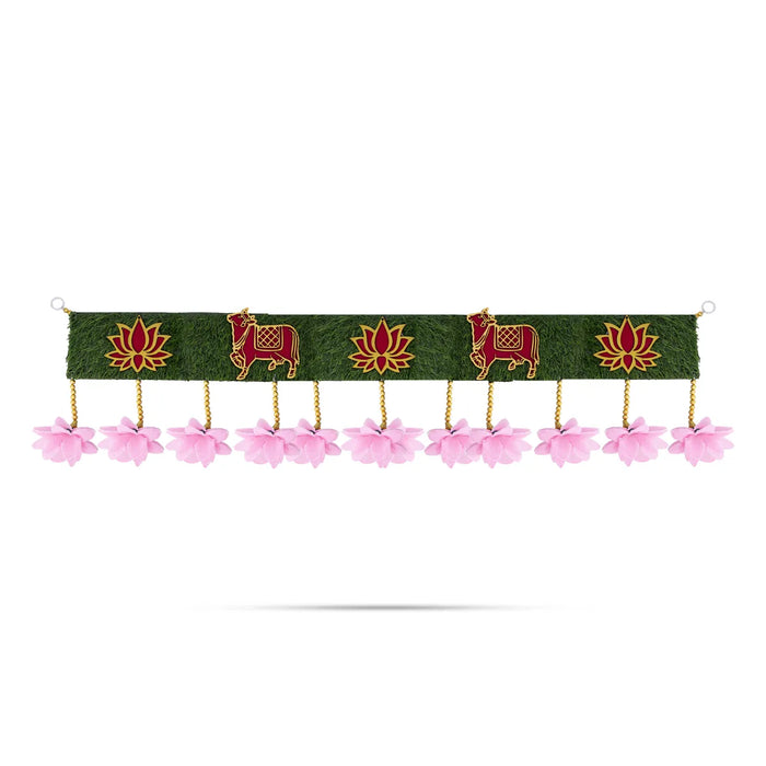 Door Toran - 41 Inches | Lotus & Cow Motif Thoranam/ Floral Bandhanwar For Festive Decor & Home Entrance