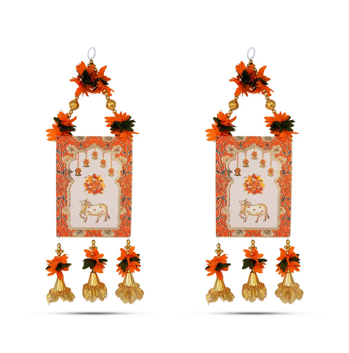 Hanging Pair - 17 Inches | Kamadhenu Design/ Floral Hanging/ Decorative Wall & Door Decor For Home