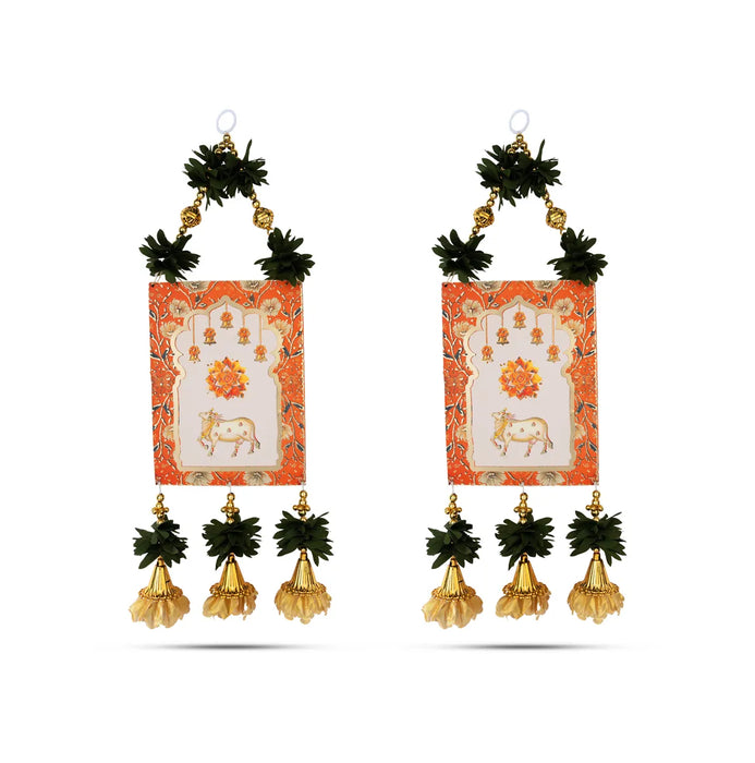 Hanging Pair - 17 Inches | Kamadhenu Design/ Floral Hanging/ Decorative Wall & Door Decor For Home