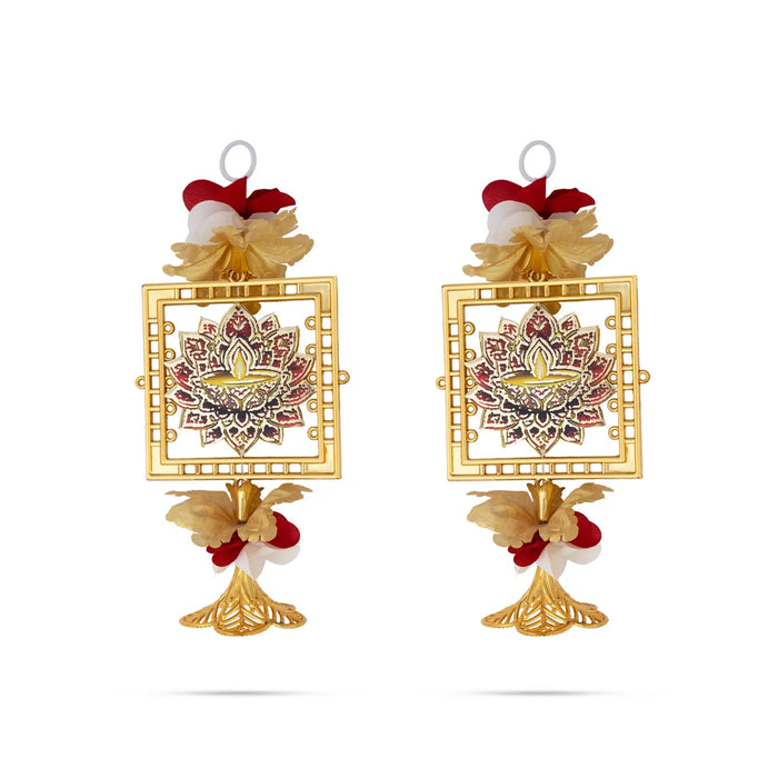Hanging Pair - 9 Inches | Lotus Diya Design/ Decorative Hanging/ Decor For Home Entrance