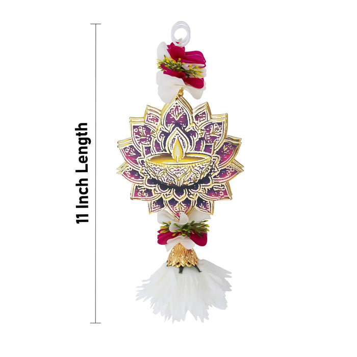 Diya Wall Hanging - 11 Inches | Floral Design Hanging/ Decorative Diya Wall Hanging For Home Decor
