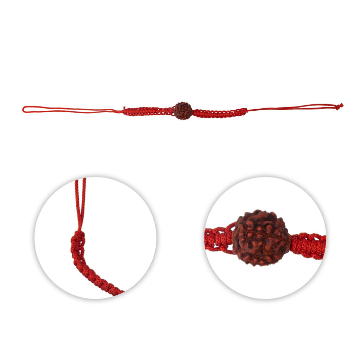 Rudraksha Thread Bracelet – 10.5 Inches | Adjustable Red Thread Band / Spiritual Wrist Bracelet