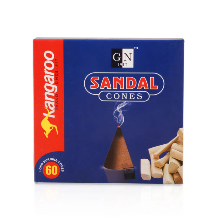 Kangaroo Sandal Cone - 60 Pcs | Chandan Dhoop/ Loban/ Guggal/ Sambrani for Pooja