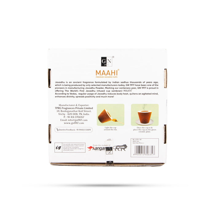 Kangaroo Maahi Premium Javadhu Cups - 10 Pcs | Sambrani Cup/ Dhoop Cup/ Loban Cups/ Guggal Dhoop For Pooja