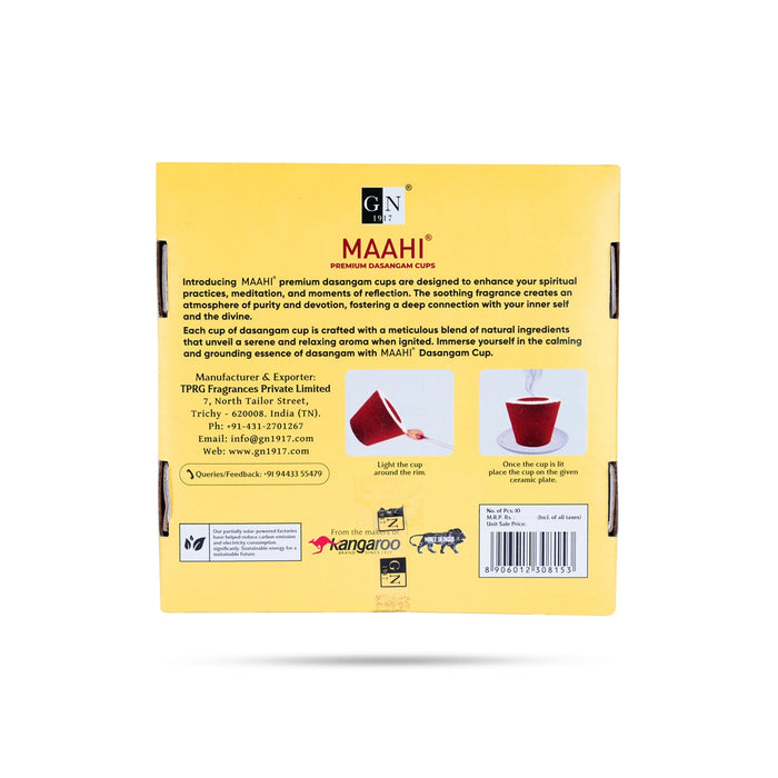 Kangaroo Maahi Premium Dasangam Cups - 10 Pcs | Sambrani Dhoop/ Sambrani Cup/ Dhoop Cup for Pooja
