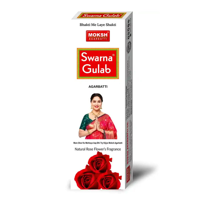 Moksh Swarna Gulab Incense Sticks - 105 Gms | Natural Rose Flower Fragrance Agarbatti/ Agarbathi for Pooja