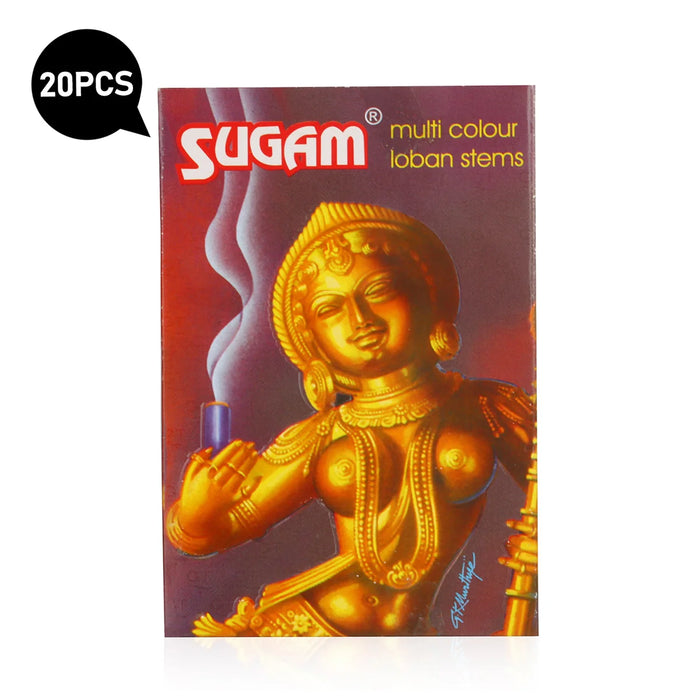 GT Sugam Multi Colour Loban Stems - 15 Pcs | Dhoop/ Guggal for Pooja