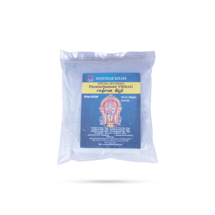 Siththar Khadi Special Javvadhu Pasunchanam Vibhuti - 250 Gms | Viboothi/ Thiruneeru Pouch/ Bhasma for Pooja