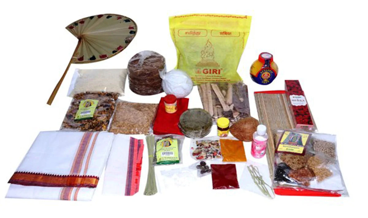 Giri Navagraha Homam Set | Navagraha Samitha/ Navadanyam/ Vastra Set/ Palm Cups