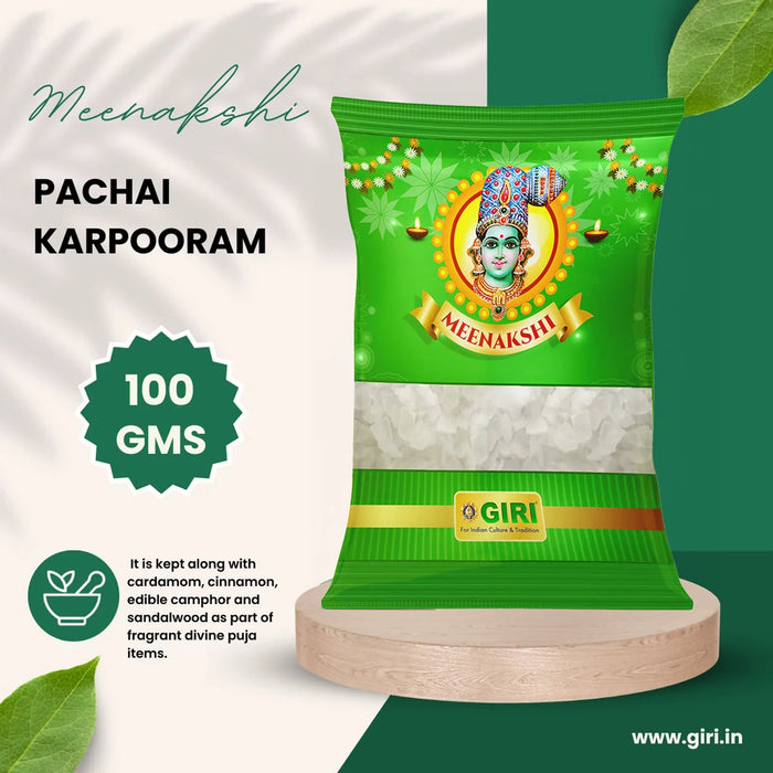 Giri Pachai Karpooram - 100 Gms | Kapoor/ Camphor/ Kapur For Pooja, Aarti, And Spiritual Purification Rituals