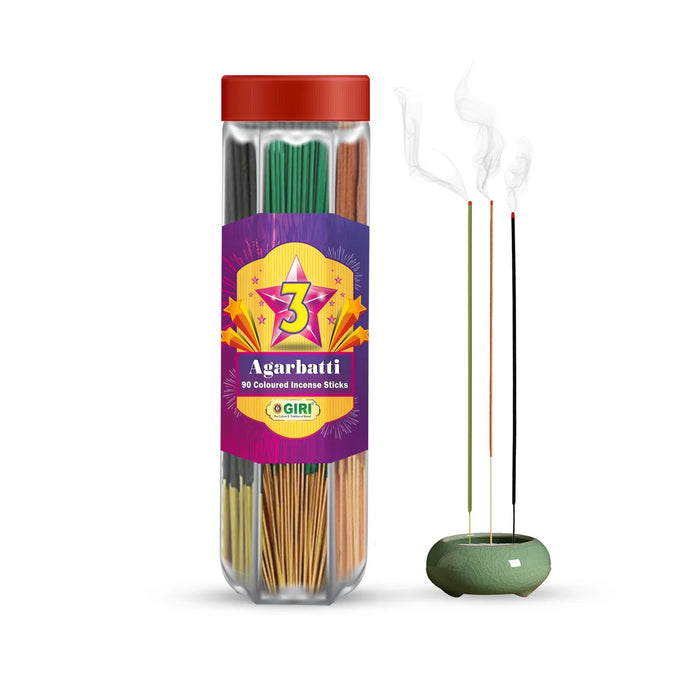 Giri Three Star Incense Sticks - 90 Sticks | 3 Star Agarbathi/ /8zaAgarbatti for Pooja