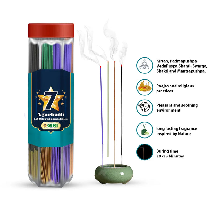 Giri Seven Star Incense Sticks - 140 Sticks | 7 Star Agarbatti/ Agarbathi for Pooja