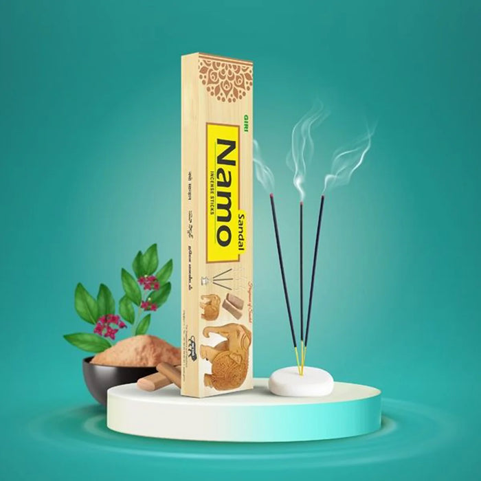 Giri Namo Sandal Incense Sticks - 10 Sticks | Fresh Fragrance Agarbathi/ Agarbatti for Pooja