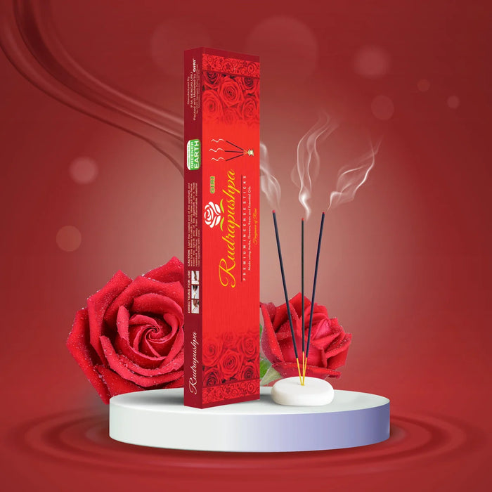 Giri Rudrapushpa Premium Incense Sticks - 50 Gms | Rose Fragrance Agarbatti/ Agarbathi for Pooja