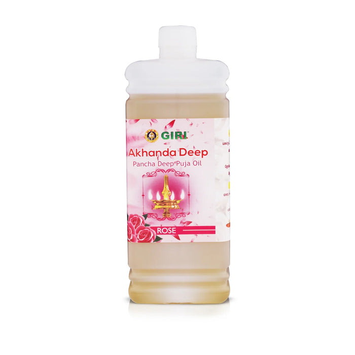 Giri Akhanda Pancha Deep Rose Puja Oil - 1 Ltr | Lamp Oil/ Vilakku Oil/ Diya Oil for Pooja