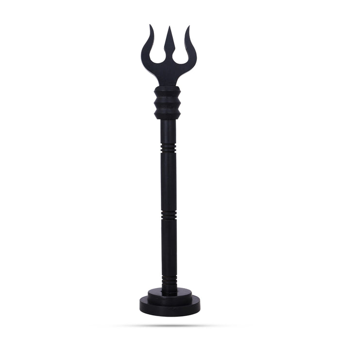 Trishul With Base - 10 x 1.5 Inches | Karungali Astras/ Shiva Trishul/ Durga Trishul/ Ebony Soolam for Pooja