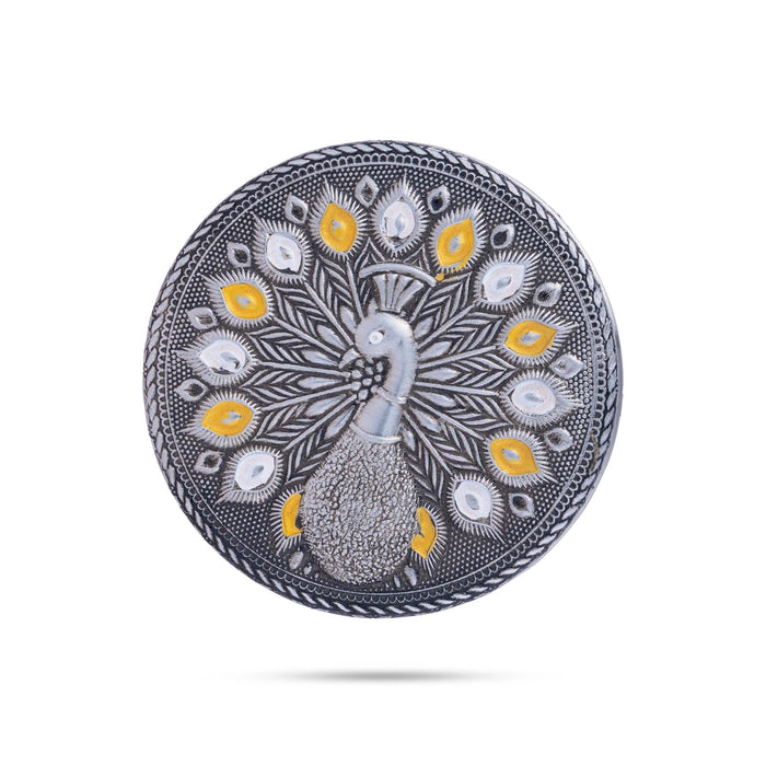 Meenakari Design Pooja Box With Lid- 2 X 4 Inches | Decorative Storage Box/ Jewellery Box/ Puja Box For Kumkum