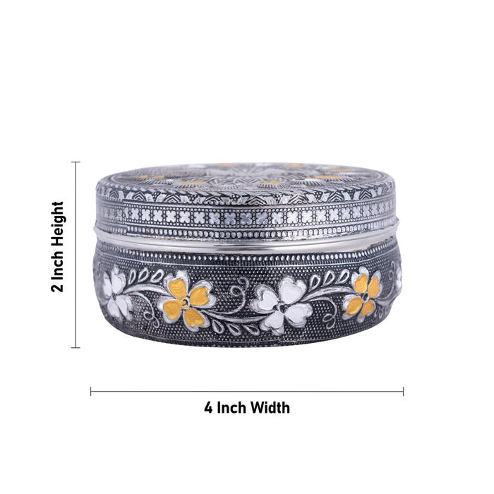 Meenakari Design Pooja Box With Lid- 2 X 4 Inches | Decorative Storage Box/ Jewellery Box/ Puja Box For Kumkum