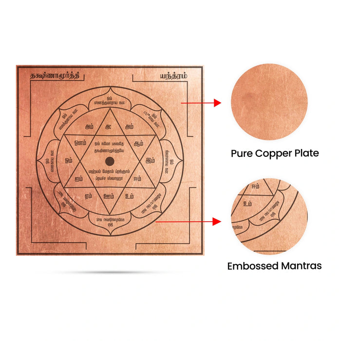 Dakshinamurthy Yantra - 3 x 3 Inches | Tamil/ Dakshinamurti Yantra/ Copper Yantra for Pooja