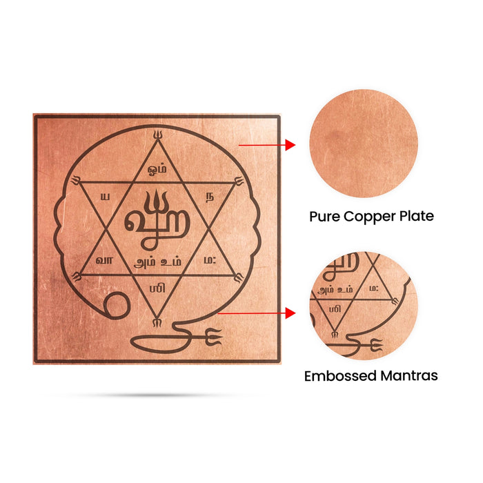 Siva Panchatcharam - 3 x 3 Inches | Tamil/ Shiva Panchatcharam/ Copper Yantra for Pooja