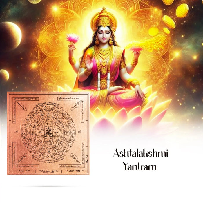 Ashtalakshmi Yantra - 4 x 4 Inches | Copper Yantra/ Tamil Ashtalaxmi Yantra For Attracting Wealth & Prosperity