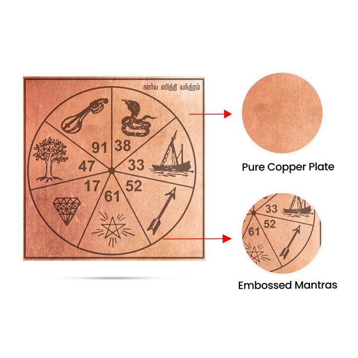 Karya Siddhi Yantra - 4 x 4 Inches | Tamil Sarva Siddhi Yantra/ Copper Yantra for Pooja