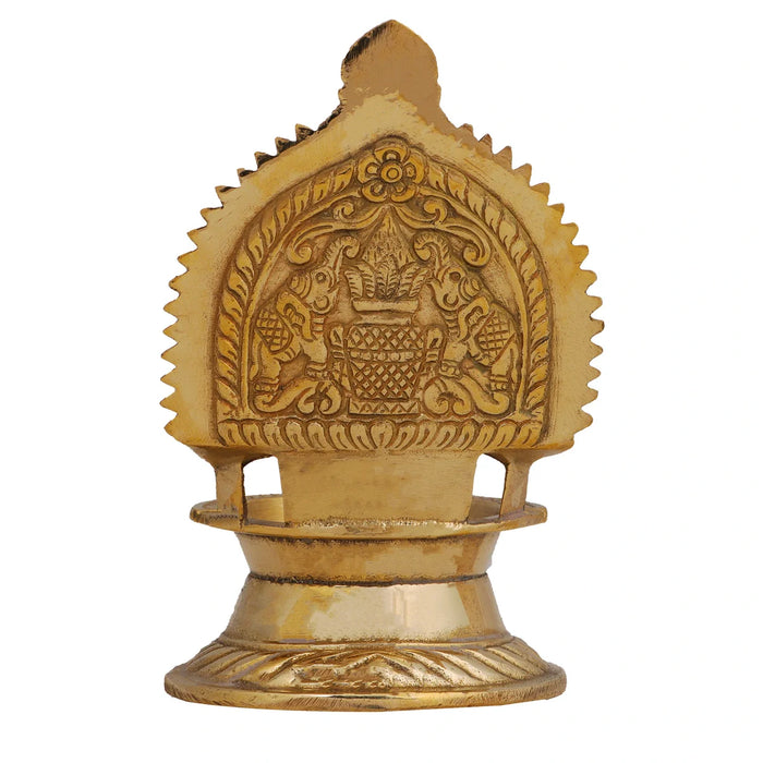 Brass Ashtalakshmi Lamp - 5 x 3 Inches | Gold Polish Laxmi Vilakku/ Ashta Lakshmi Deepam/ 240 Gms Approx