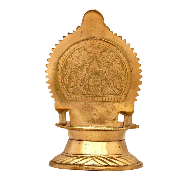 Brass Ashtalakshmi Lamp - 5 x 3 Inches | Gold Polish Laxmi Vilakku/ Ashta Lakshmi Deepam for Pooja