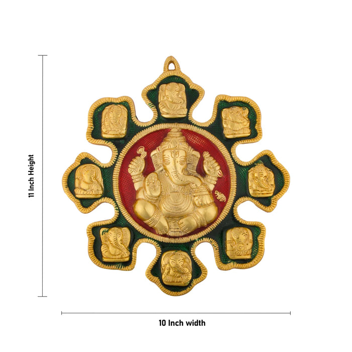 Ashta Vinayak Wall Hanging - 11 x 10 Inches | Aluminium Ganesha Wall Hanger for Home Decor/ 480 Gms Approx