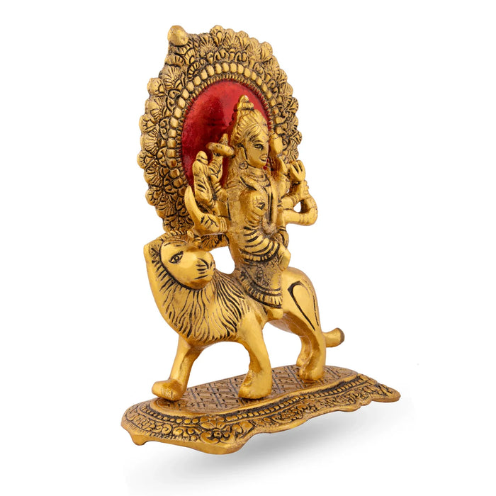 Durga Murti - 7.5 x 7 Inches | Gold Polish Idol/ Aluminium Durga Mata for Pooja/ 800 Gms Approx