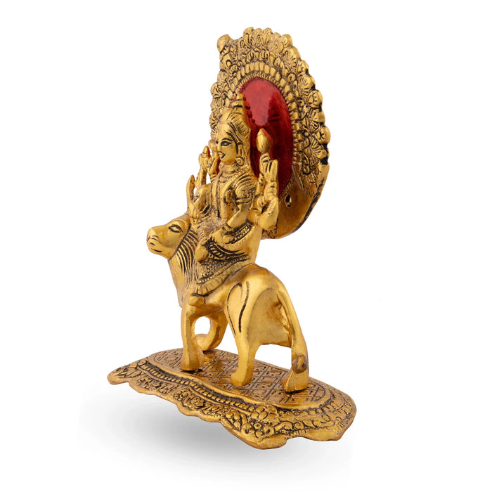 Durga Murti - 7.5 x 7 Inches | Gold Polish Idol/ Aluminium Durga Mata for Pooja/ 800 Gms Approx