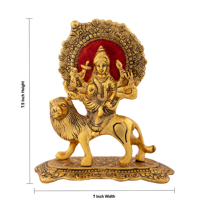 Durga Murti - 7.5 x 7 Inches | Gold Polish Idol/ Aluminium Durga Mata for Pooja/ 800 Gms Approx