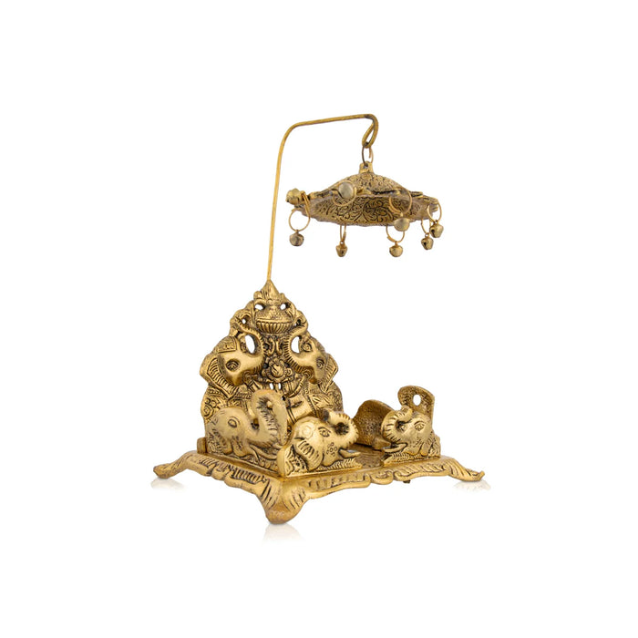 Simhasan Chatri - 8 x 5 Inches | Aluminium Chowki/ Gold Polish Simhasan for Deity