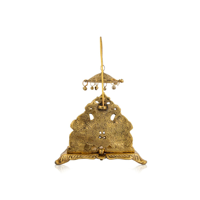 Simhasan Chatri - 8 x 5 Inches | Aluminium Chowki/ Gold Polish Simhasan for Deity