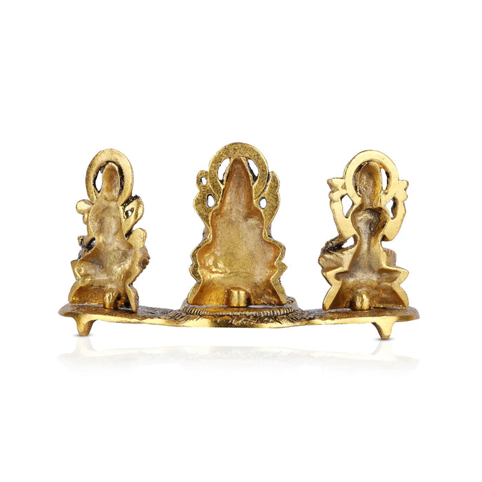 Lakshmi Ganesh Saraswathi with Deep - 4 x 8 Inches | Aluminium Lamp/ Deepam for Pooja/ 280 Gms Approx