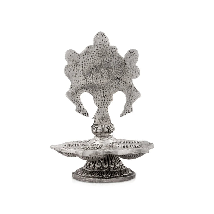 Chakra with 5 Face Deep - 6 x 4 Inches | Aluminium Lamp/ Silver Polish Vilakku for Pooja/ 155 Gms Approx