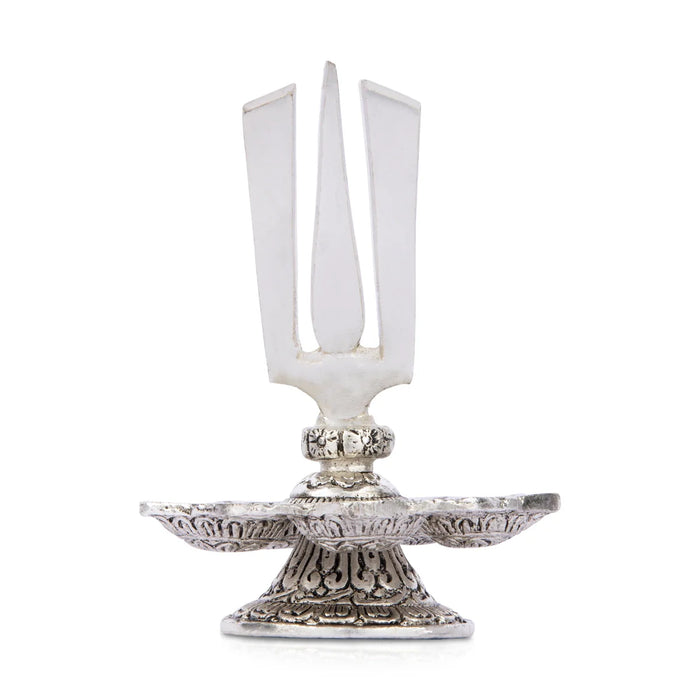 Namam with 5 Face Deepam - 6 x 4 Inches | Aluminium Vilakku/ Silver Finish Lamp for Pooja/ 150 Gms Approx